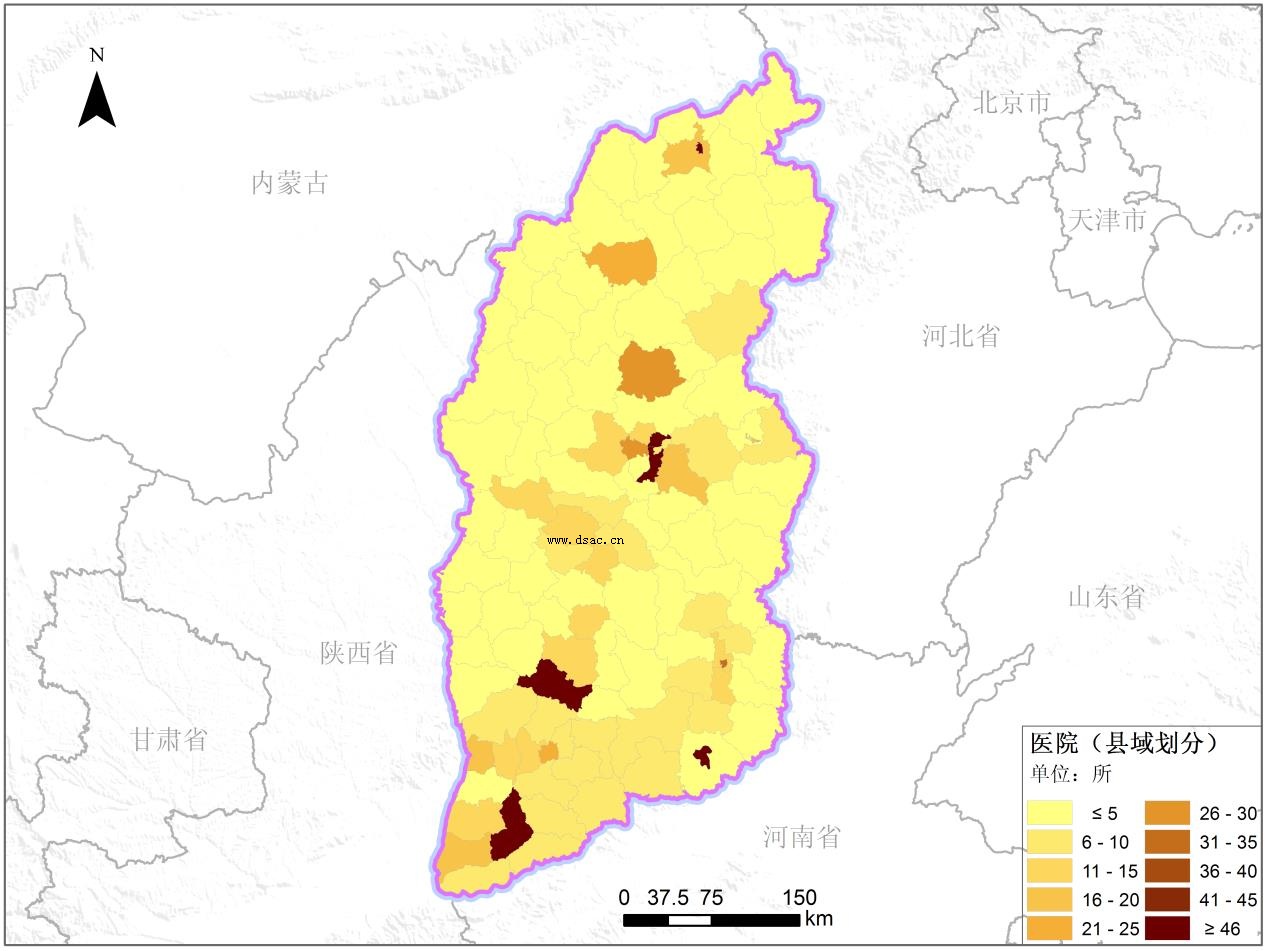山西省县级医院分布与医疗资源地理遥感分析